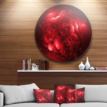 Alien Mystical Flower Red - Floral Oversized Circle Metal Wall Art
